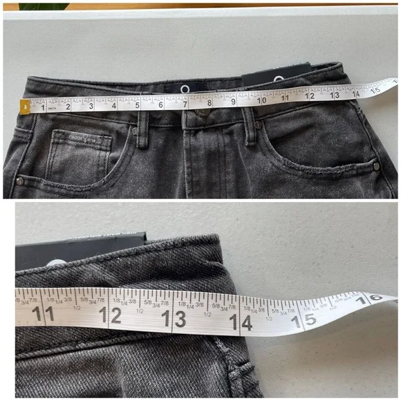 Insane Gene new with tags high waist girlfriend jeans size 24 fray black denim - Picture 5 of 13